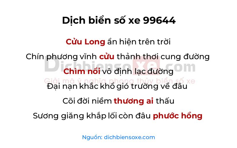 Dịch thơ biển số 99644
