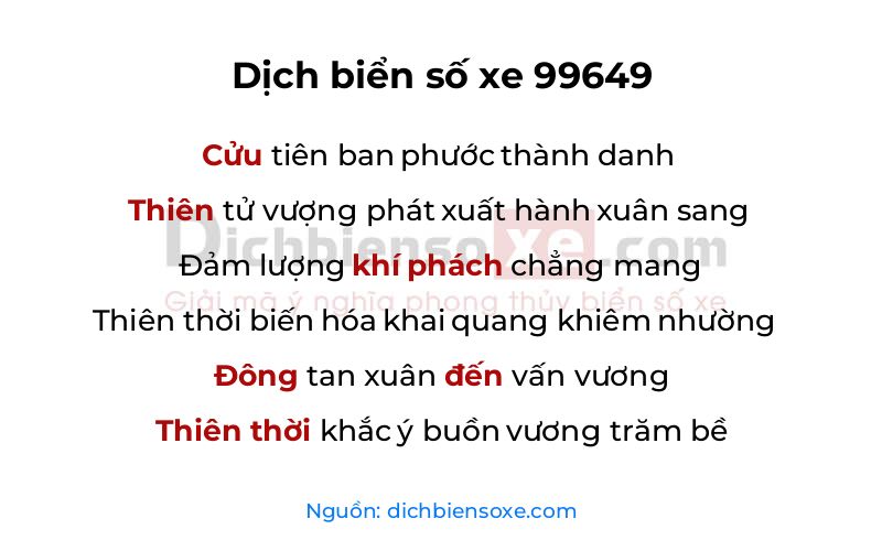 Dịch thơ biển số 99649