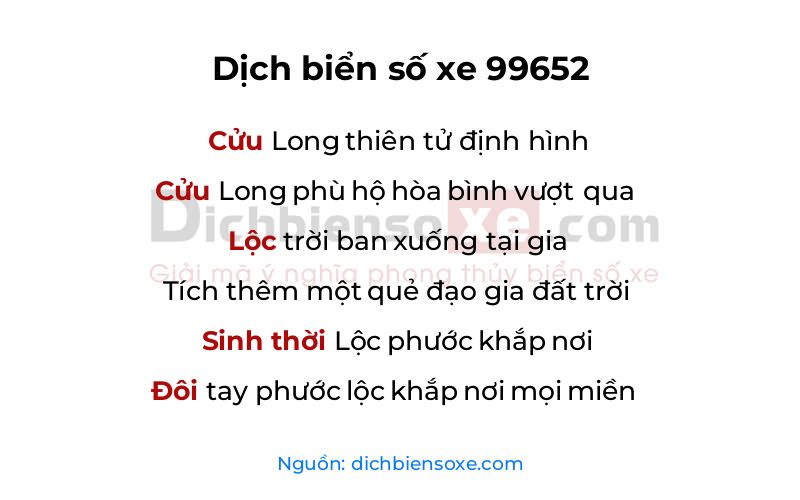 Dịch thơ biển số 99652