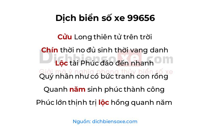 Dịch thơ biển số 99656