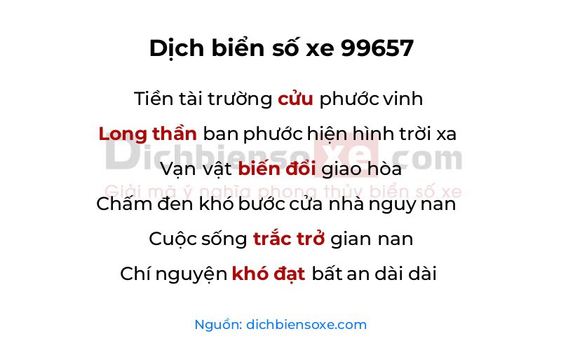 Dịch thơ biển số 99657