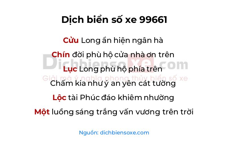 Dịch thơ biển số 99661