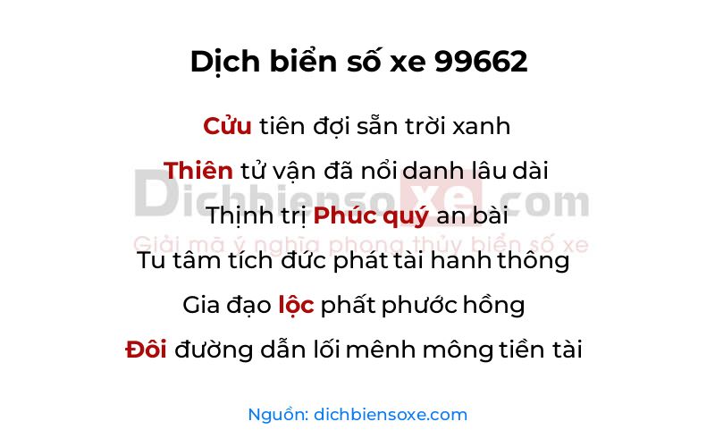 Dịch thơ biển số 99662