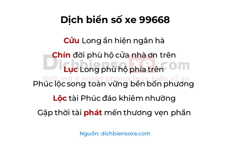 Dịch thơ biển số 99668