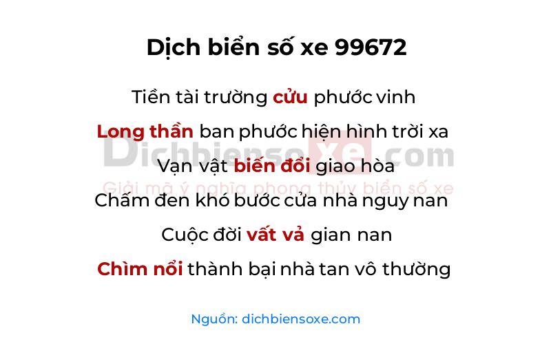 Dịch thơ biển số 99672