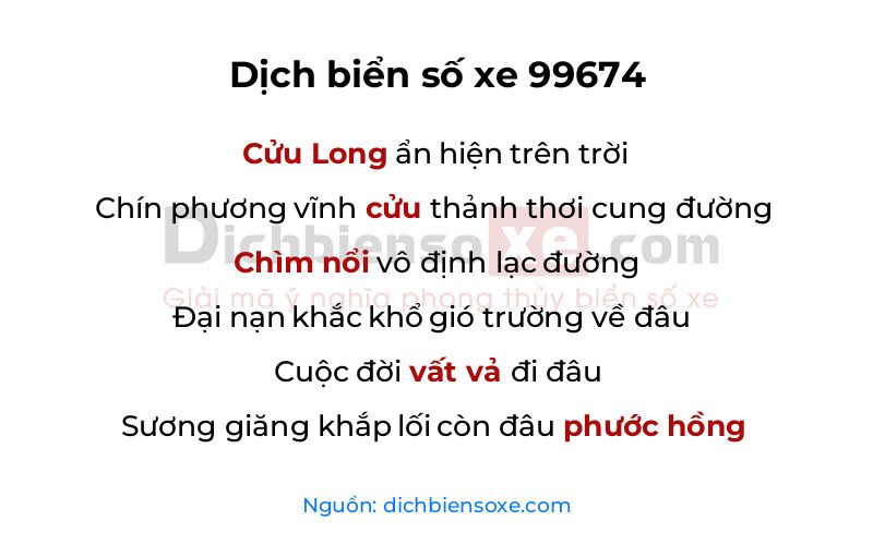 Dịch thơ biển số 99674