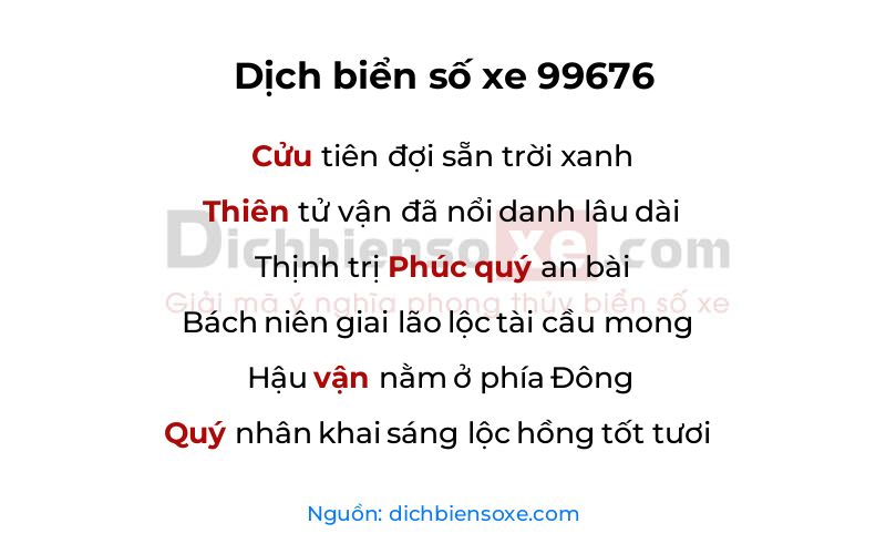 Dịch thơ biển số 99676