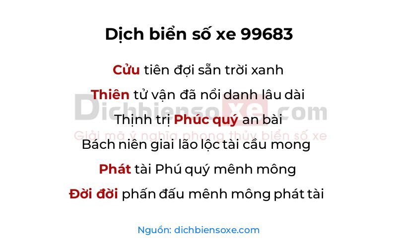 Dịch thơ biển số 99683