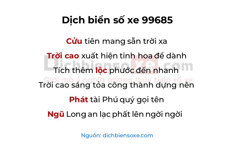 Dịch thơ biển số 99685