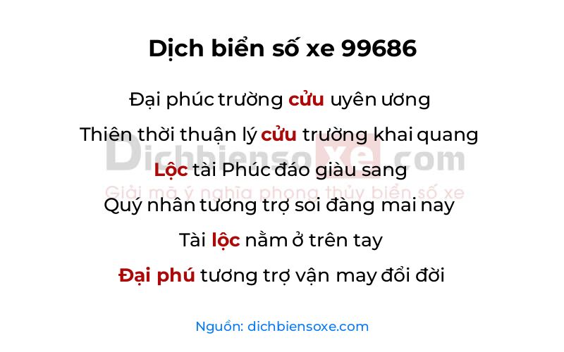 Dịch thơ biển số 99686