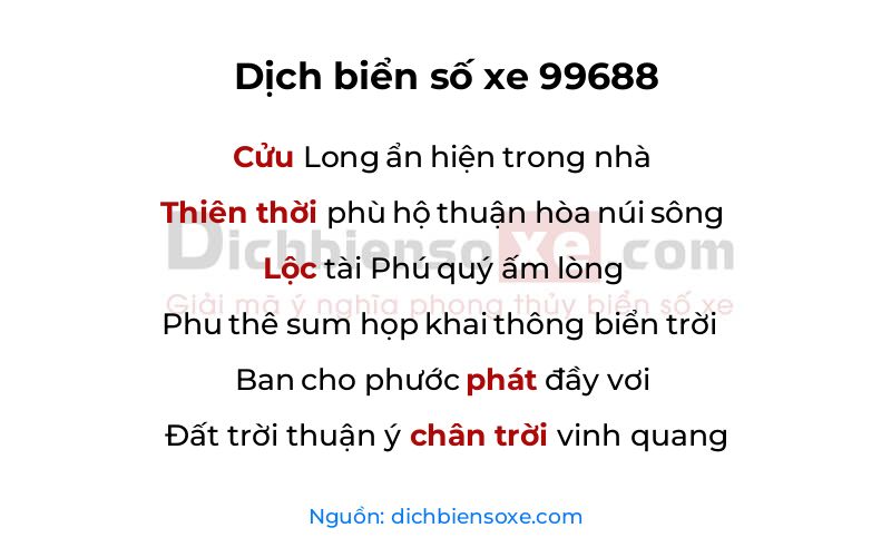 Dịch thơ biển số 99688