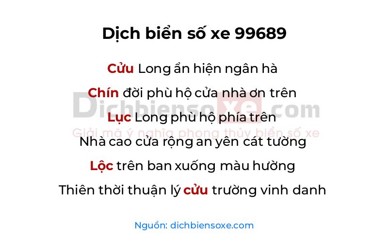Dịch thơ biển số 99689