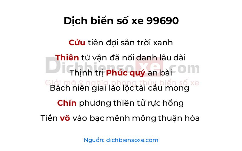 Dịch thơ biển số 99690