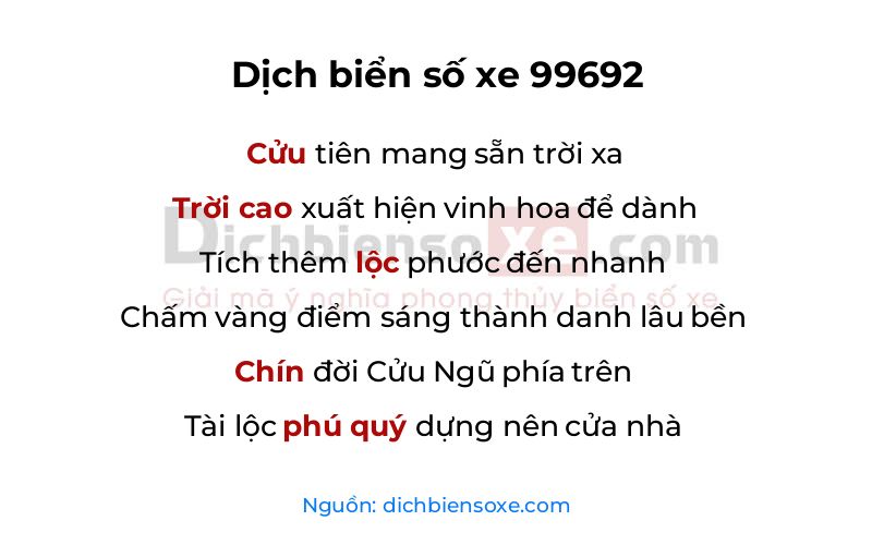 Dịch thơ biển số 99692