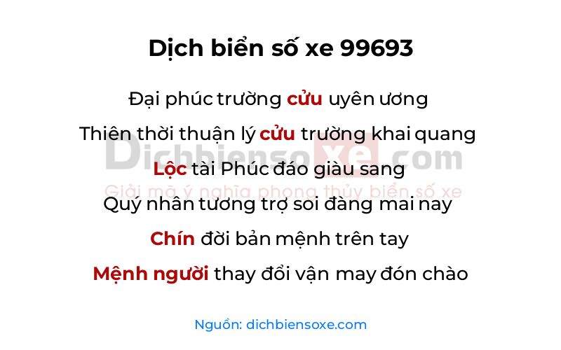 Dịch thơ biển số 99693
