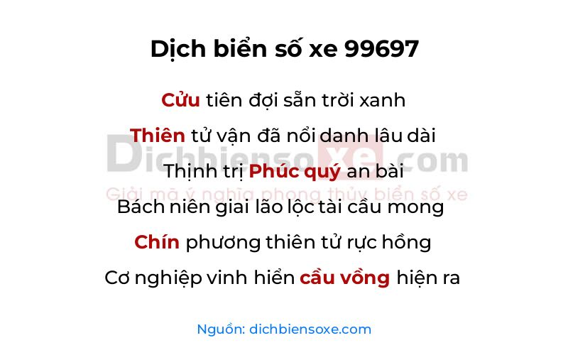 Dịch thơ biển số 99697