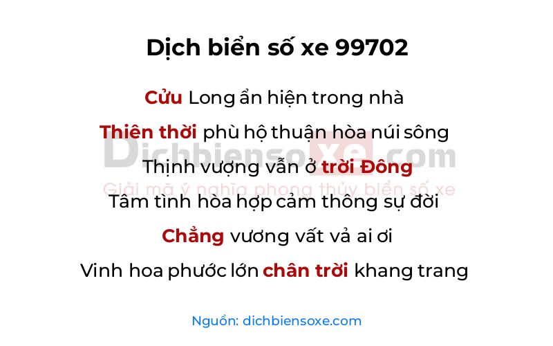 Dịch thơ biển số 99702