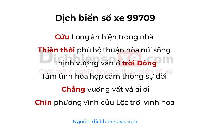 Dịch thơ biển số 99709
