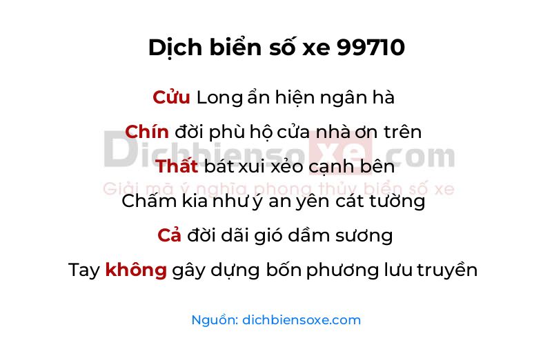 Dịch thơ biển số 99710