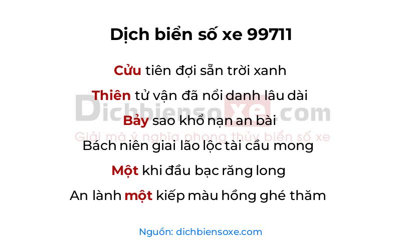 Dịch thơ biển số 99711