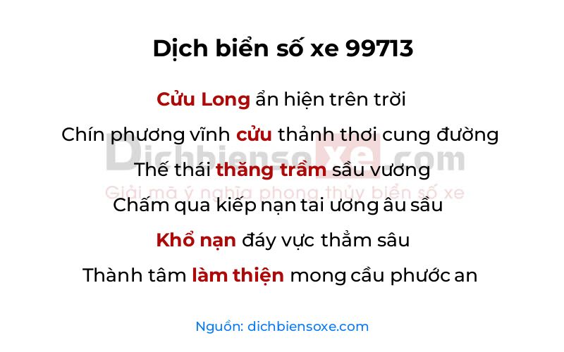Dịch thơ biển số 99713