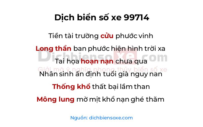 Dịch thơ biển số 99714