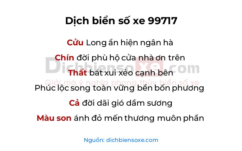 Dịch thơ biển số 99717