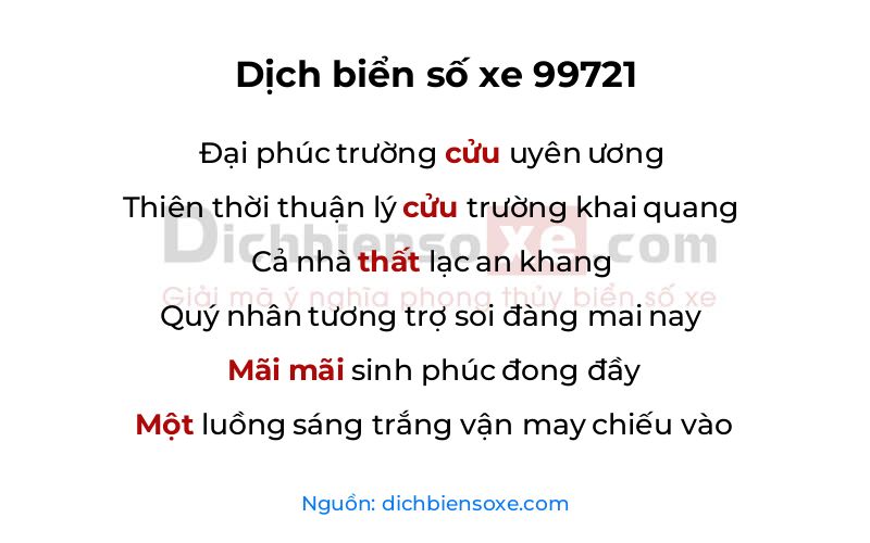 Dịch thơ biển số 99721