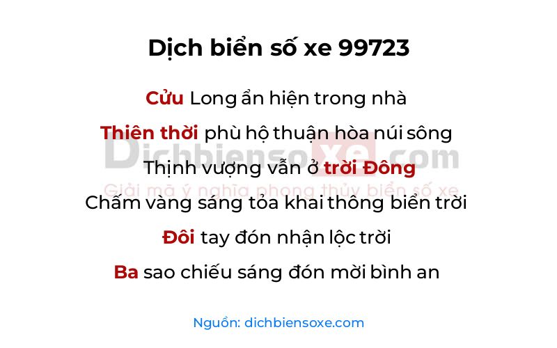 Dịch thơ biển số 99723