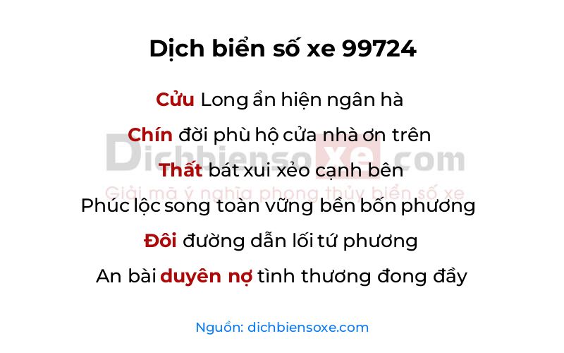 Dịch thơ biển số 99724