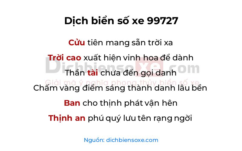 Dịch thơ biển số 99727