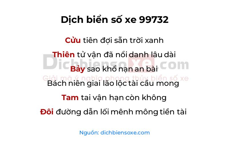Dịch thơ biển số 99732