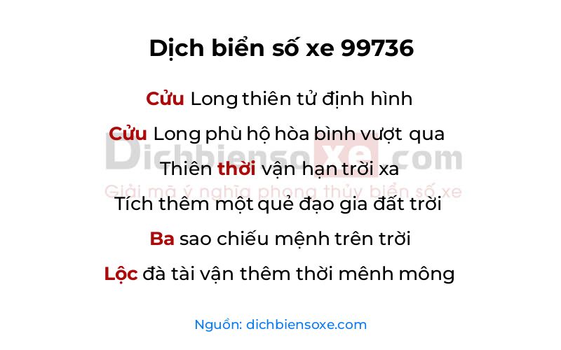 Dịch thơ biển số 99736