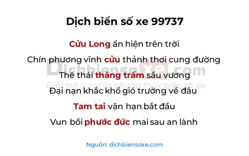 Dịch thơ biển số 99737