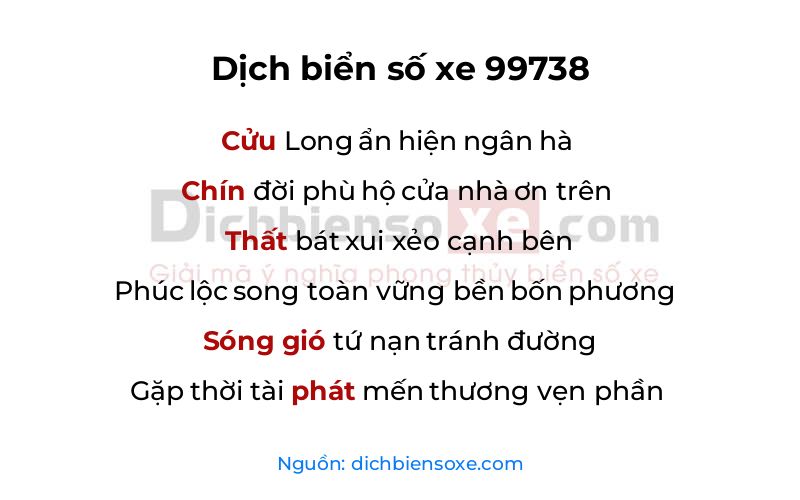 Dịch thơ biển số 99738