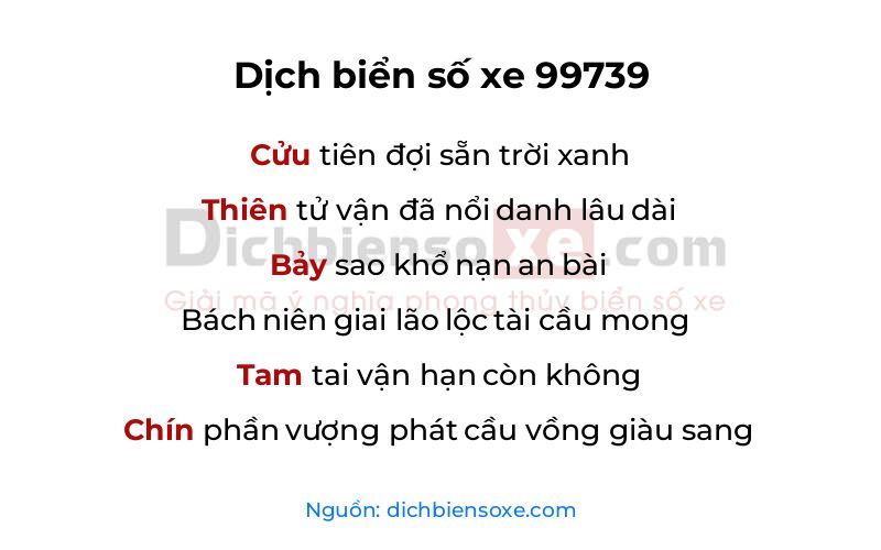Dịch thơ biển số 99739