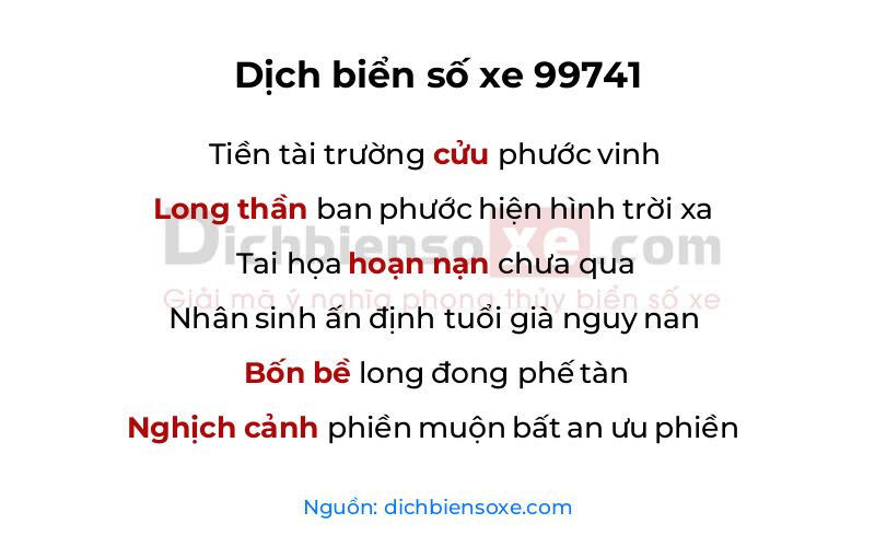 Dịch thơ biển số 99741