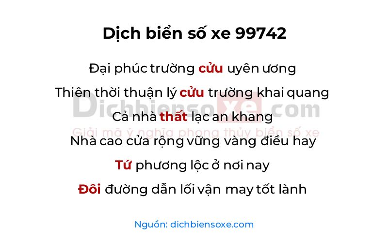 Dịch thơ biển số 99742