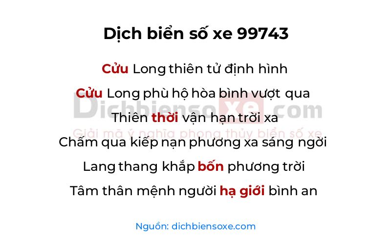 Dịch thơ biển số 99743