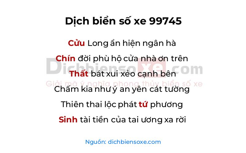 Dịch thơ biển số 99745