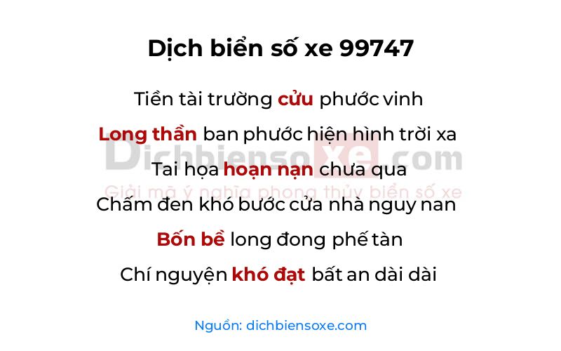 Dịch thơ biển số 99747