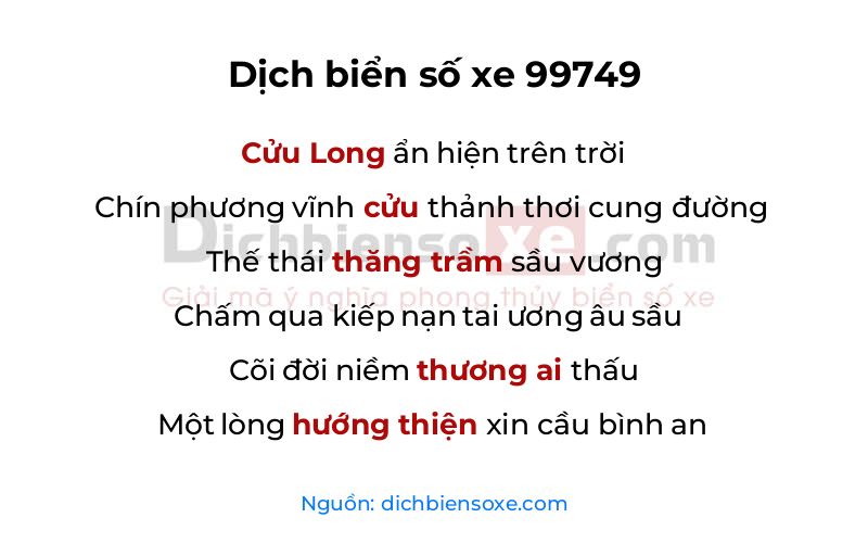 Dịch thơ biển số 99749