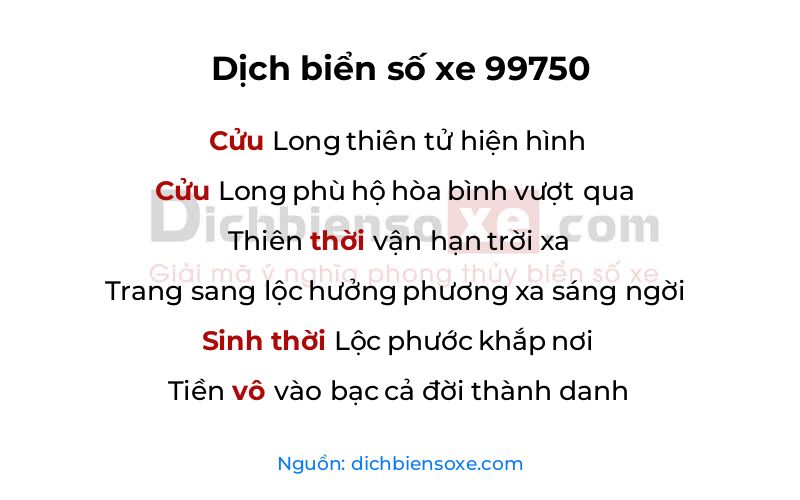 Dịch thơ biển số 99750