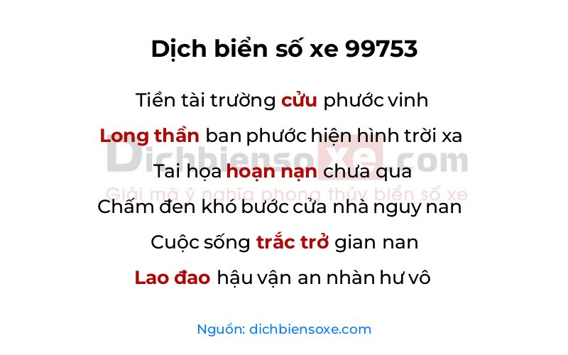 Dịch thơ biển số 99753