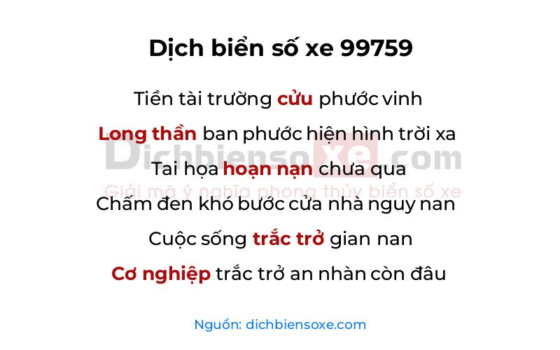 Dịch thơ biển số 99759