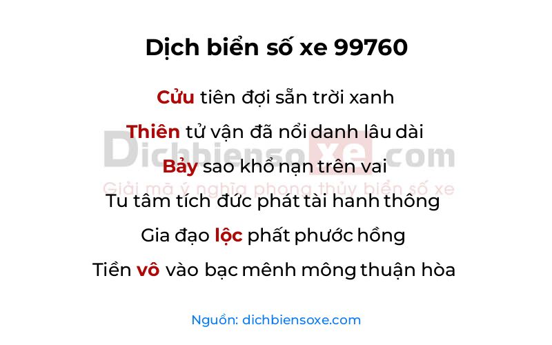 Dịch thơ biển số 99760