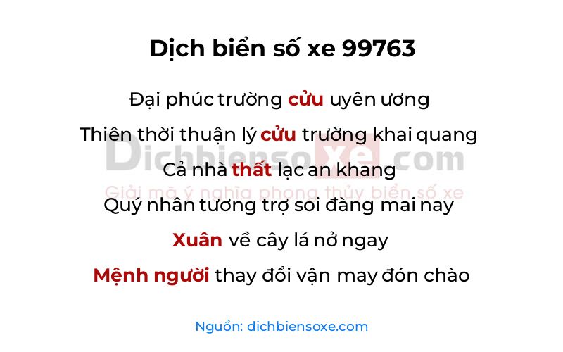 Dịch thơ biển số 99763