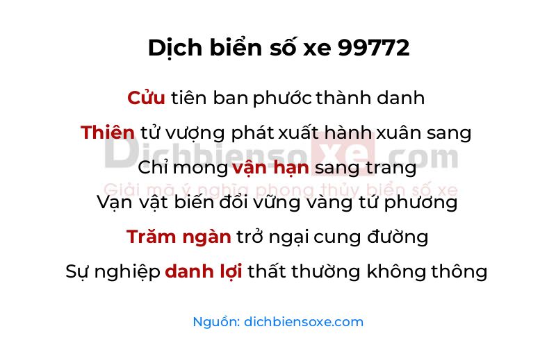 Dịch thơ biển số 99772