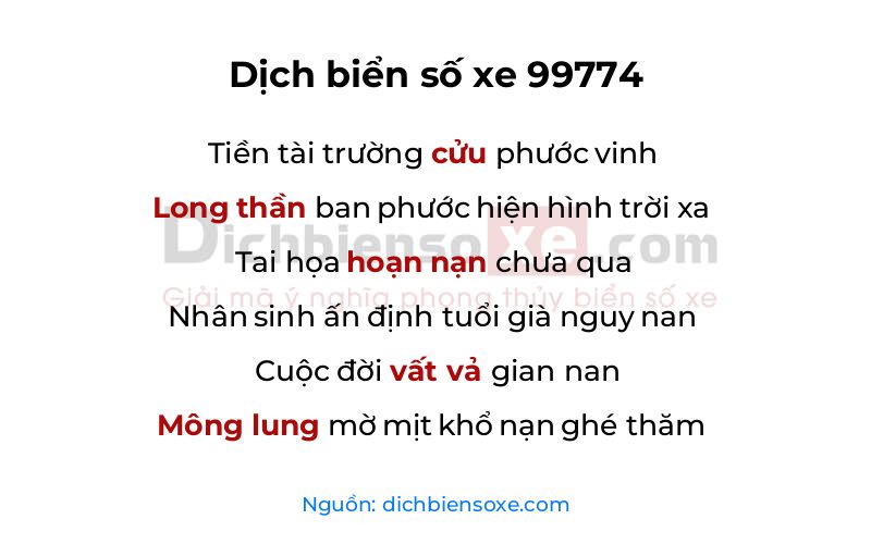 Dịch thơ biển số 99774