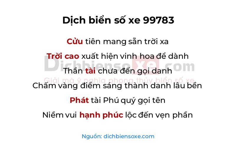 Dịch thơ biển số 99783
